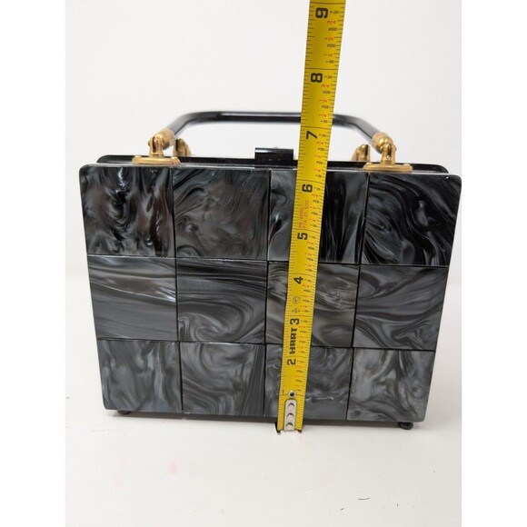 Vintage StyleCraft Handbag Purse Black Pearlized Marbled Lucite Vanity 60s As Is - Picture 11 of 11